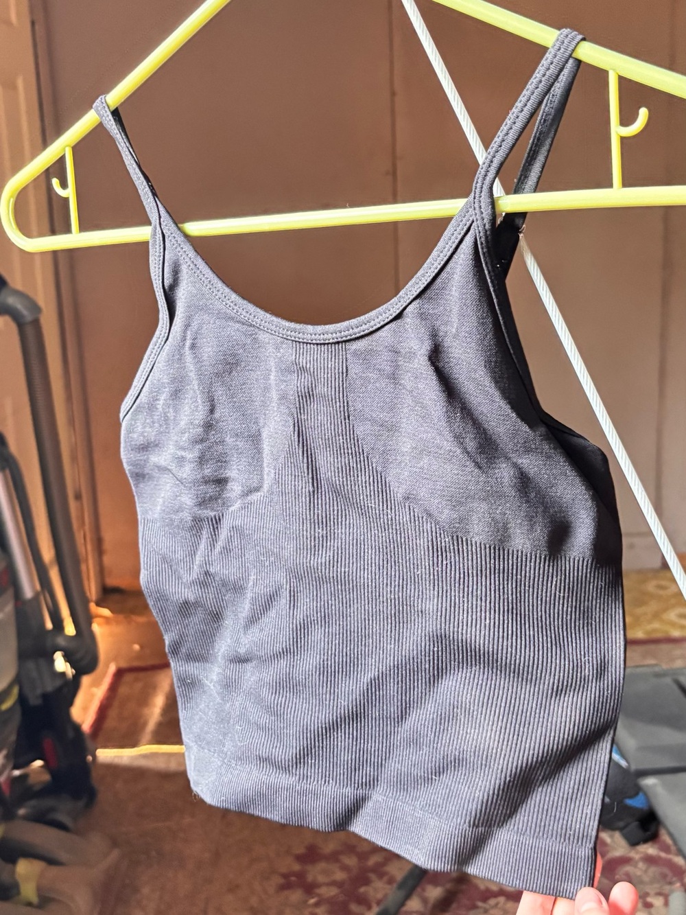 Woman Ribbed Black Tank Top — Sleeveless Camisole